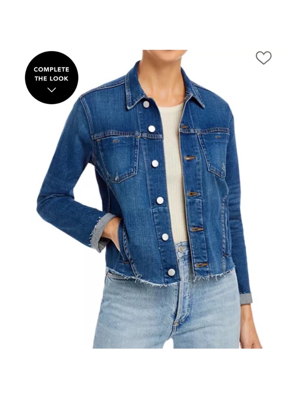 L'AGENCE Distressed Blue Denim Jacket